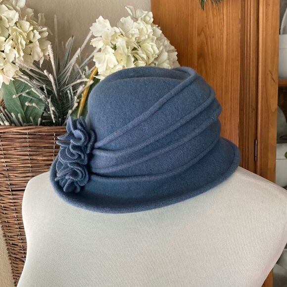 Scala Pronto 100% Wool Cloche Floral Hat One Size Slouch Roaring 20’s - Picture 1 of 11